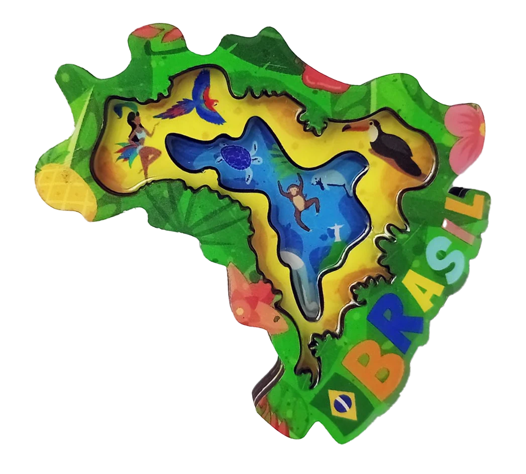 BRASIL - ÍMÃ MDF TRIPLO EPÓXI - MAPA - COLORIDO