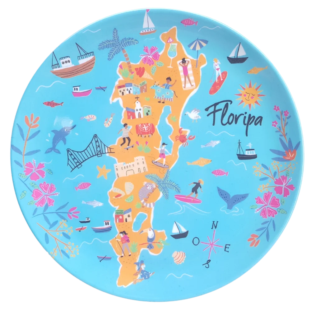 FLORIPA - MELAMINA PRATO REDONDO - MAPA - COLORIDO