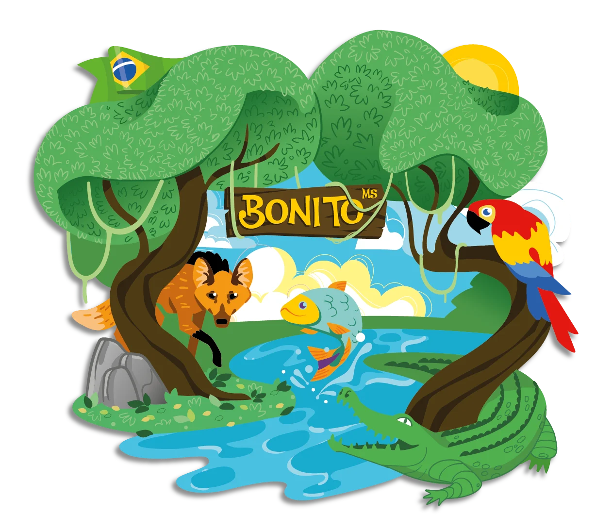 BONITO - ÍMÃ MDF TRIPLO EPÓXI - FAUNA E FLORA - COLORIDO