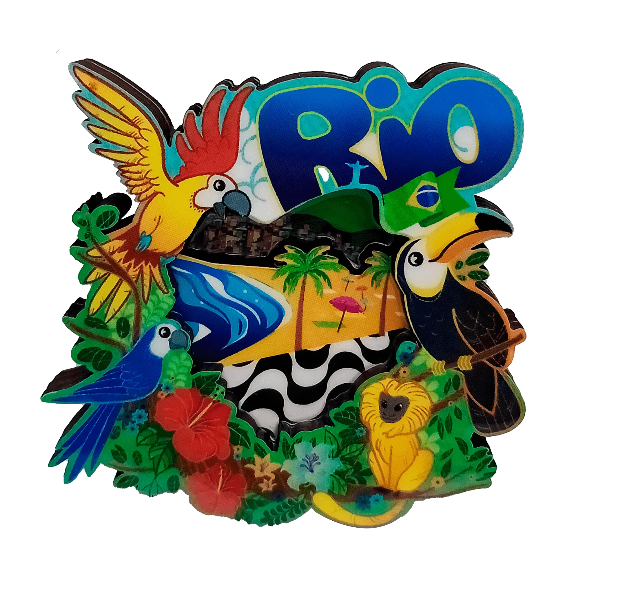 RJ - ÍMÃ MDF TRIPLO EPÓXI - FAUNA E FLORA - COLORIDO